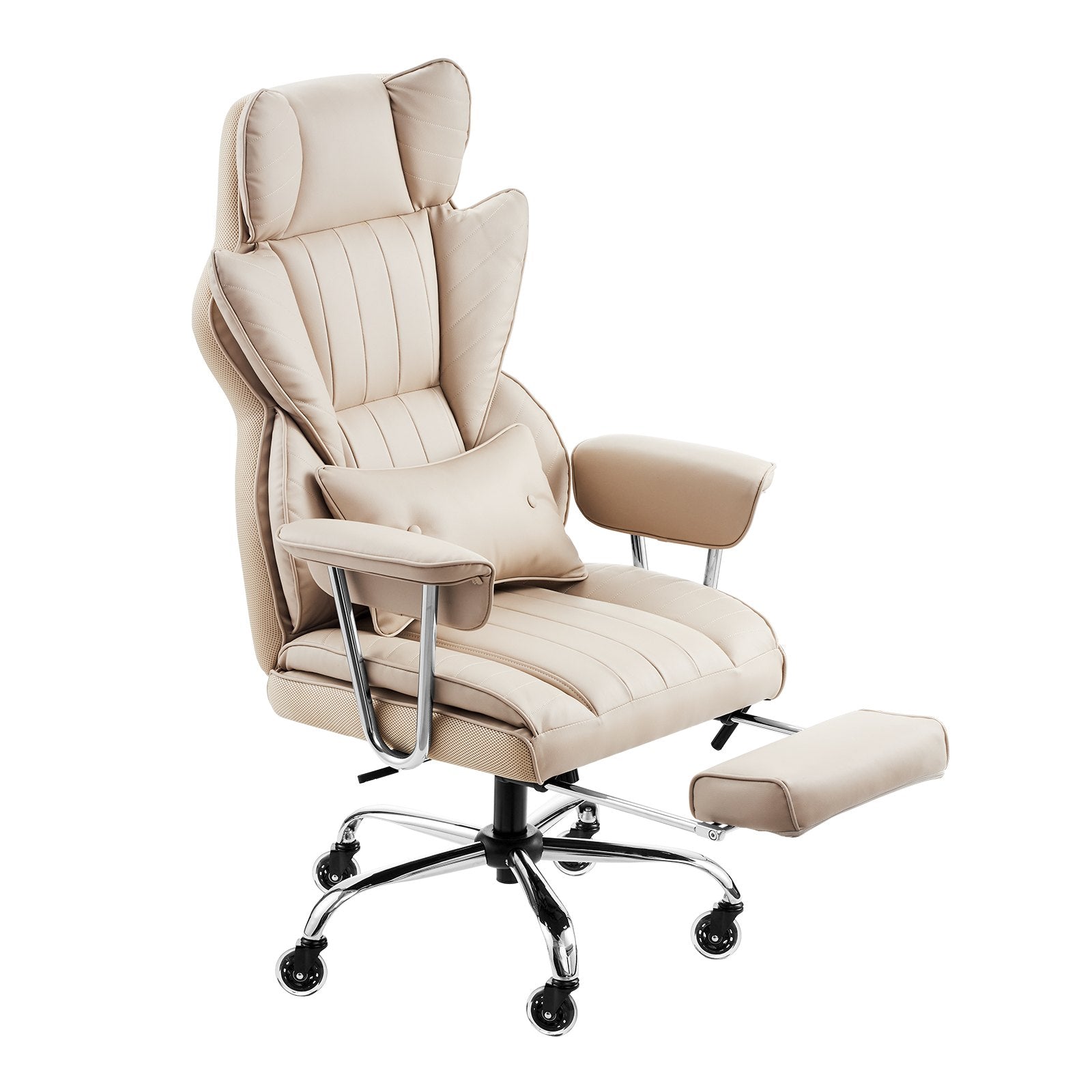 VEVOR Executive Office Chair High Back Chair Footrest & Removable Armrests Brown 