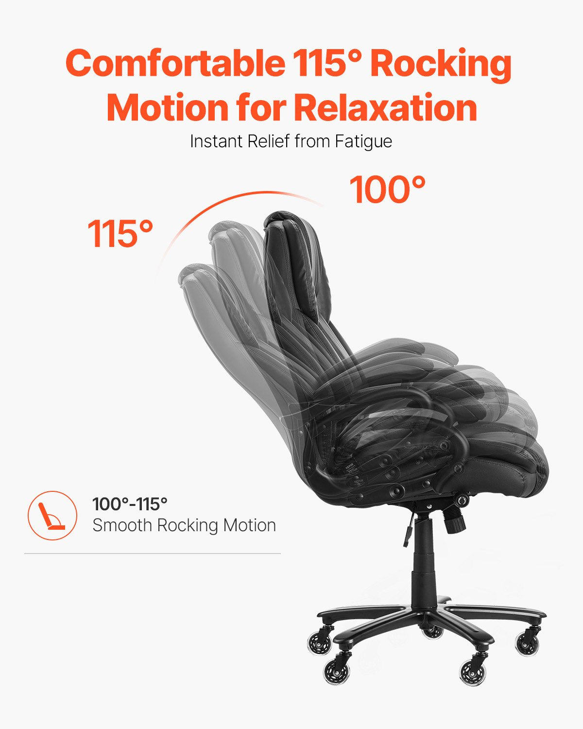 VEVOR Executive Chair High Back Office Chair Knob-Control Lumbar Support Black 
