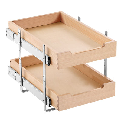 VEVOR 2Tier Pull Out Cabinet Organizer Soft Close Slideout Wood Drawer 14"W x 21"D 