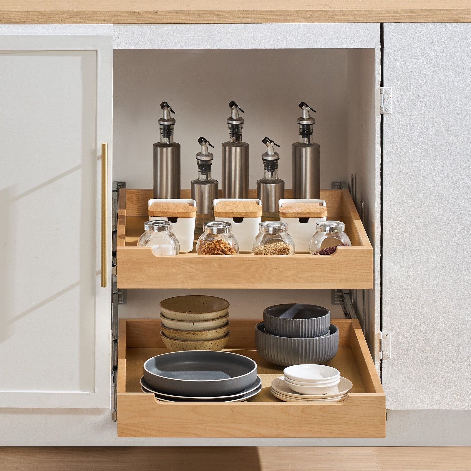 VEVOR 2Tier Pull Out Cabinet Organizer Soft Close Slideout Wood Drawer 17"W x 21"D 