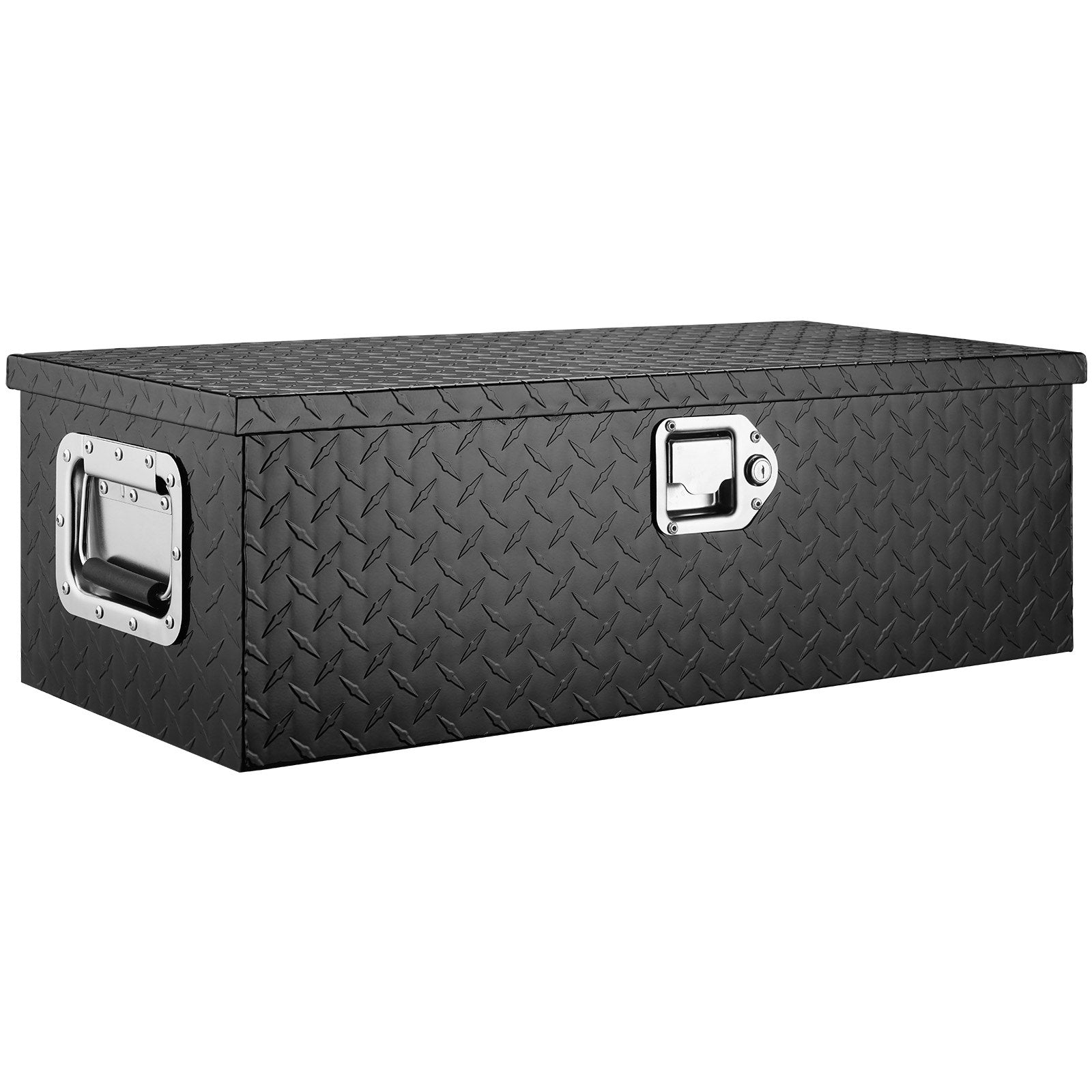 VEVOR Heavy Duty Aluminum Truck Bed Tool Box, Diamond Plate Tool Box with Side Handle and Lock Keys, Storage Tool Box Chest Box Organizer for Pickup, Truck Bed, RV, Trailer, 30"x13"x9.6", Black 
