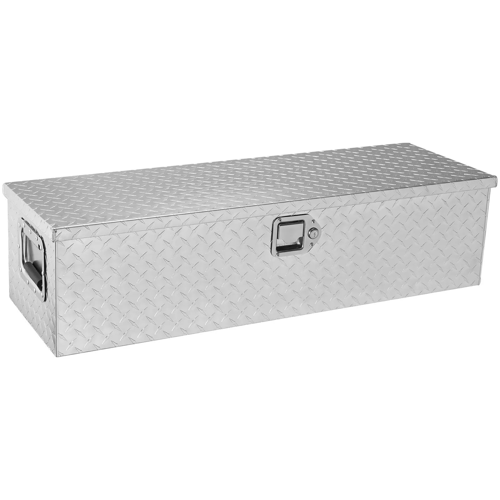 VEVOR Heavy Duty Aluminum Truck Bed Tool Box, Diamond Plate Tool Box with Side Handle and Lock Keys, Storage Tool Box Chest Box Organizer for Pickup, Truck Bed, RV, Trailer, 39"x13"x10", Silver