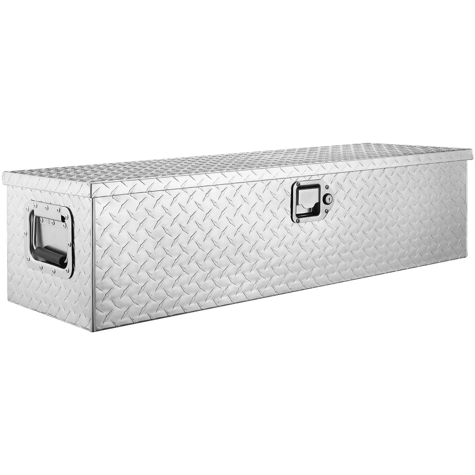 VEVOR Heavy Duty Aluminum Truck Bed Tool Box, Diamond Plate Tool Box with Side Handle and Lock Keys, Storage Tool Box Chest Box Organizer for Pickup, Truck Bed, RV, Trailer, 39"x13"x10", Silver