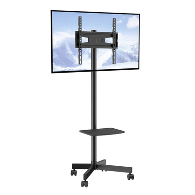 VEVOR Mobile TV Stand, Mobile TV Cart for 23 to 60 inch TVs, Height Adjustable Portable TV Stand with Wheels, with A Tray for Audio-Visual Devices, Rolling TV Stand with Mount for Bedroom, Living Room 