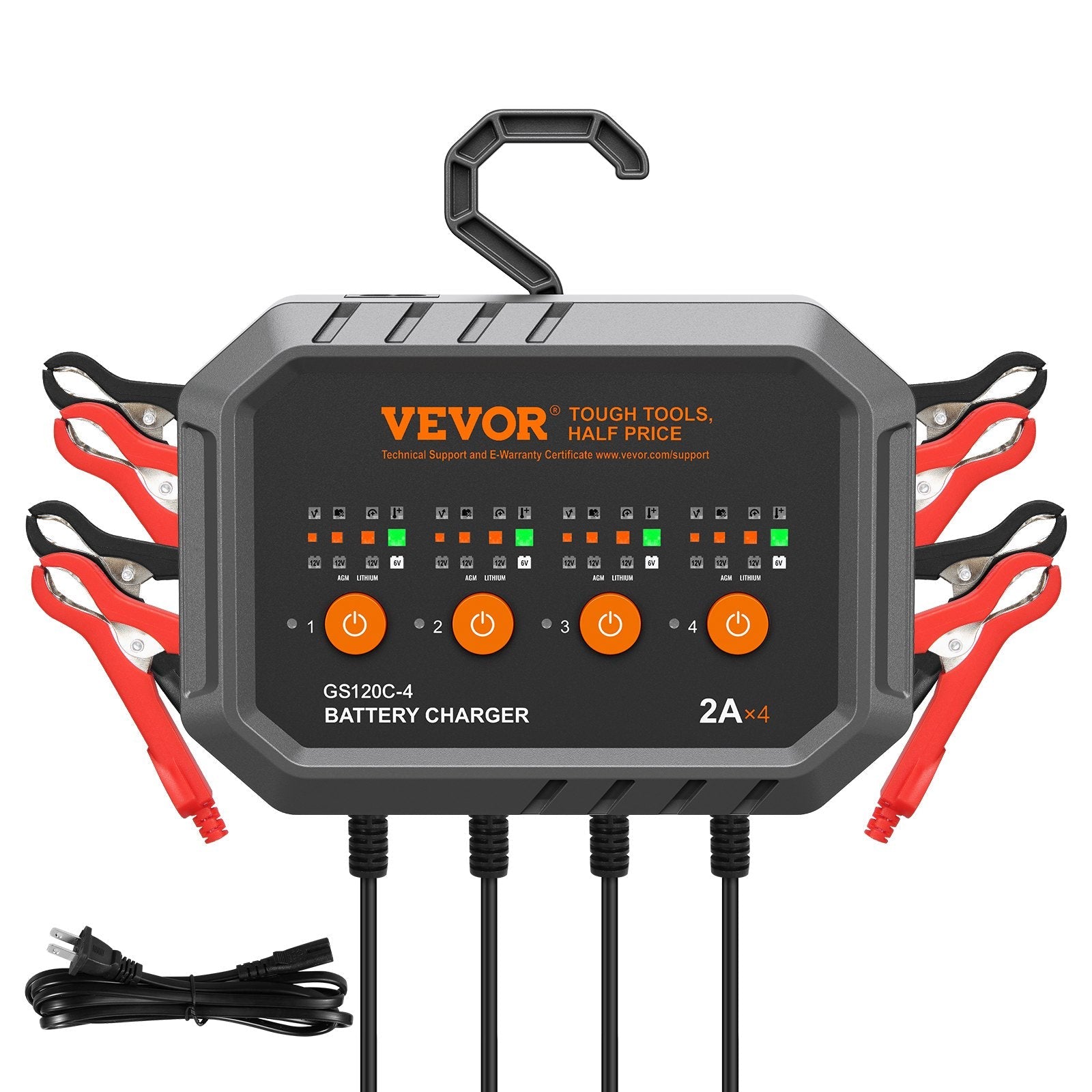 VEVOR Smart Battery Charger, 8-Amp, LiFePO4 Lead-Acid (AGM / Gel / SLA) Car Battery Charger, Fully-Automatic Charger Maintainer Desulfator for Boat Motorcycle Lawn Mower Golf Cart Marine Deep Cycle 