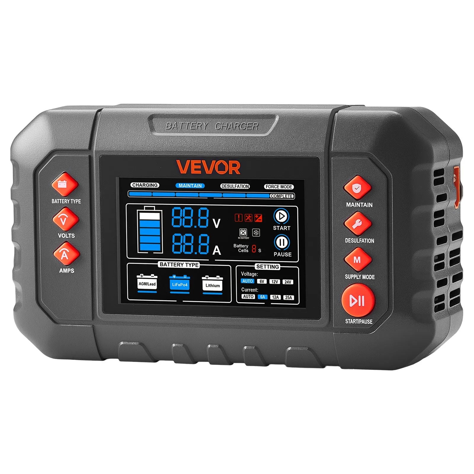 25A Smart Battery Charger – 6V/12V/24V LiFePO4, Lithium & Lead-Acid Batteries
