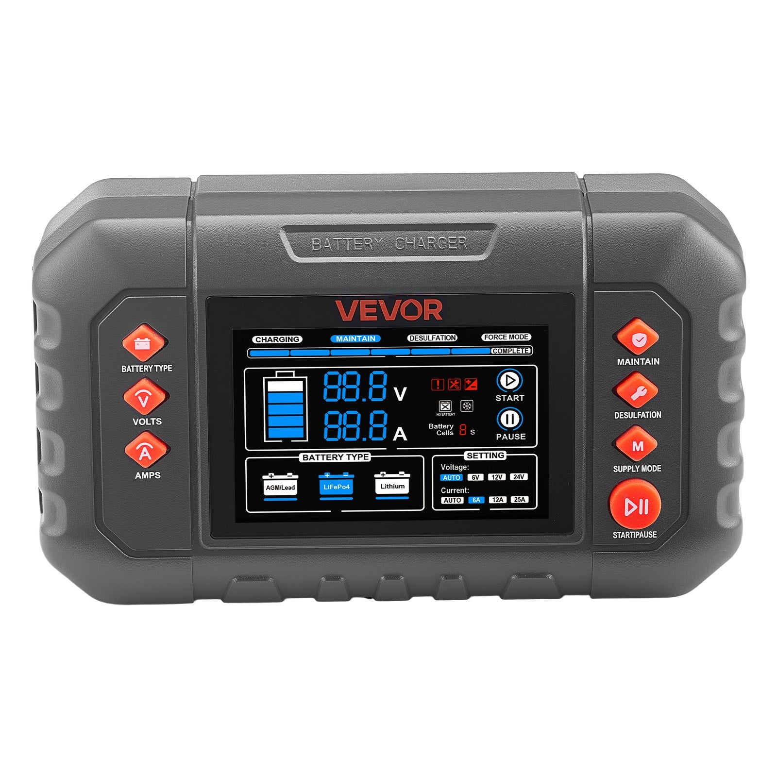 25A Smart Battery Charger – 6V/12V/24V LiFePO4, Lithium & Lead-Acid Batteries