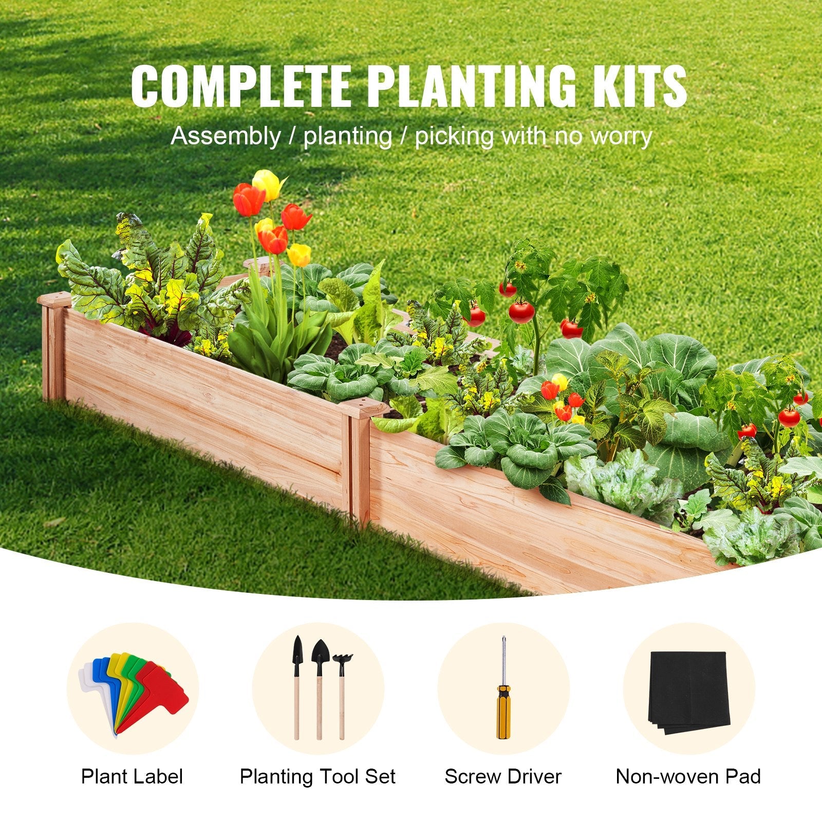 VEVOR Wooden Raised Garden Bed Planter Box 94.5x23.6x9.8" Flower Vegetable Herb 