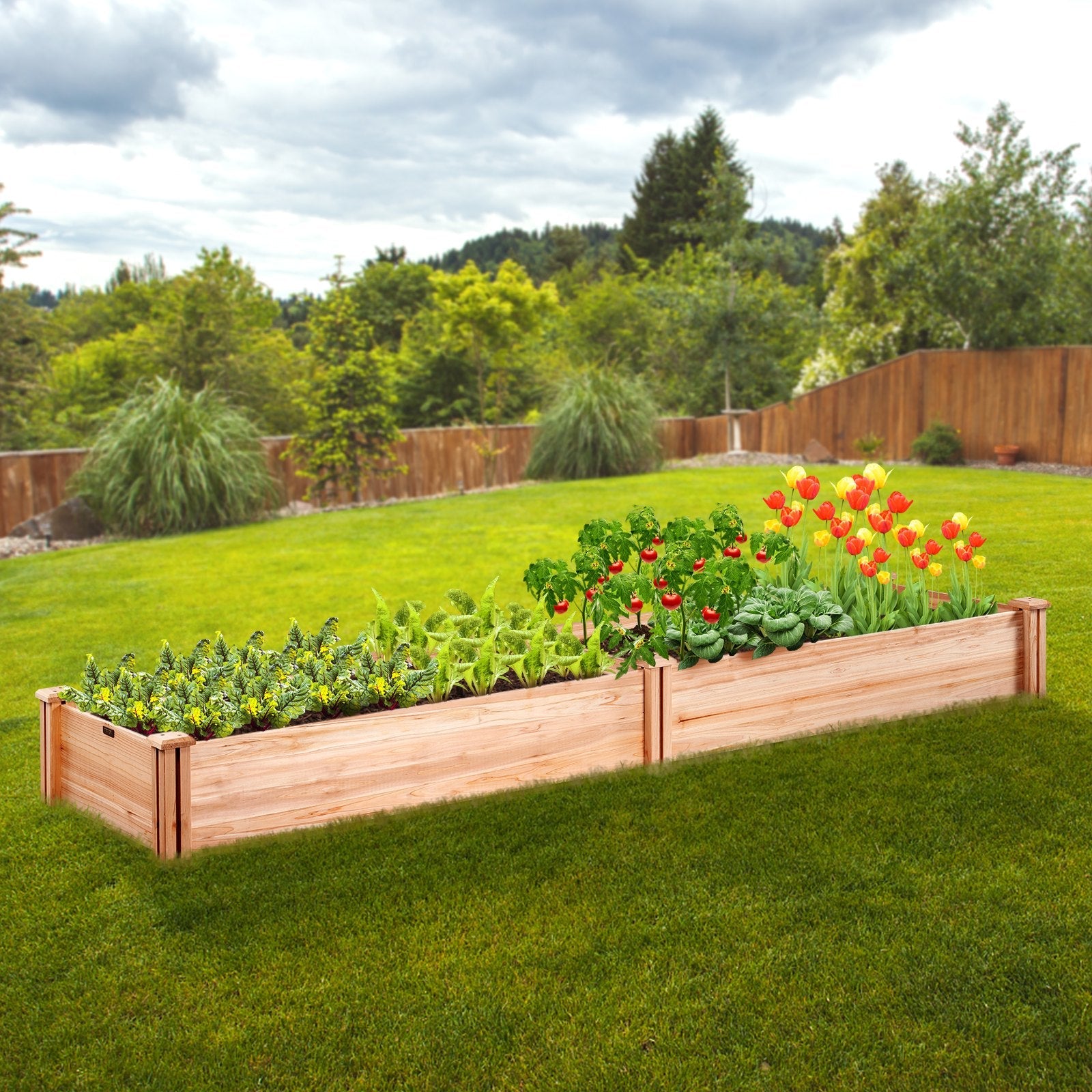 VEVOR Wooden Raised Garden Bed Planter Box 94.5x23.6x9.8" Flower Vegetable Herb 