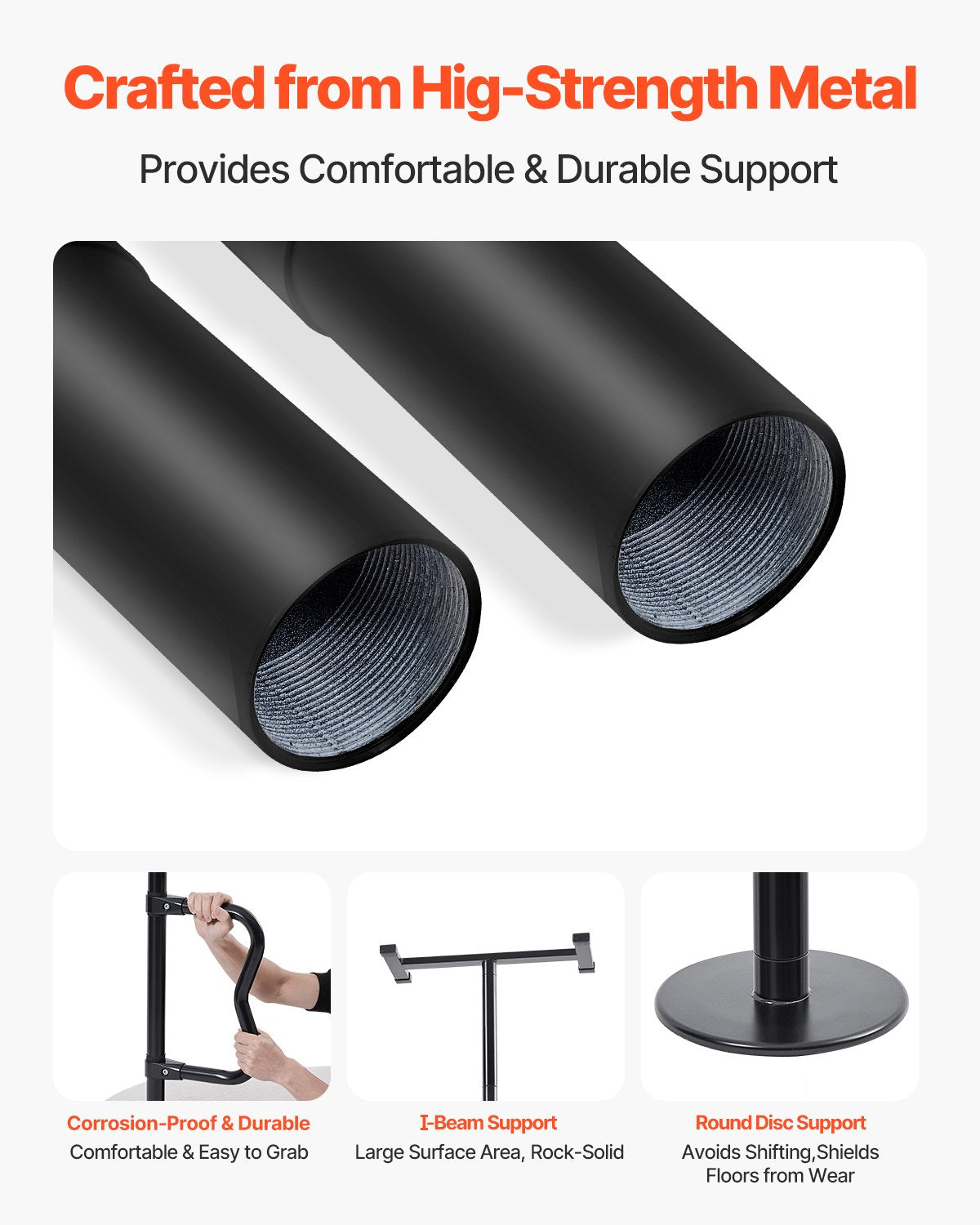 VEVOR Floor-to-Ceiling Transfer Pole 300 Lbs Capacity for 7-10 Ft Ceilings Black 