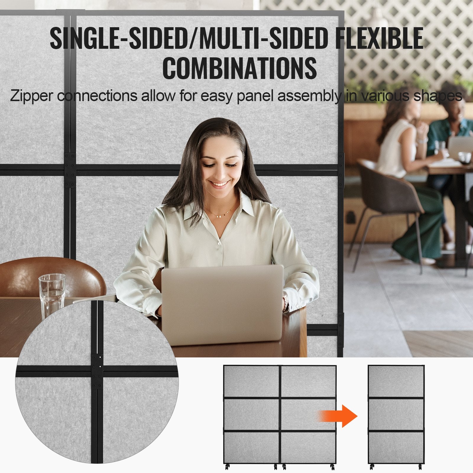 VEVOR Acoustic Room Divider Partition Panel Privacy Screen 2 Pack Light Gray 