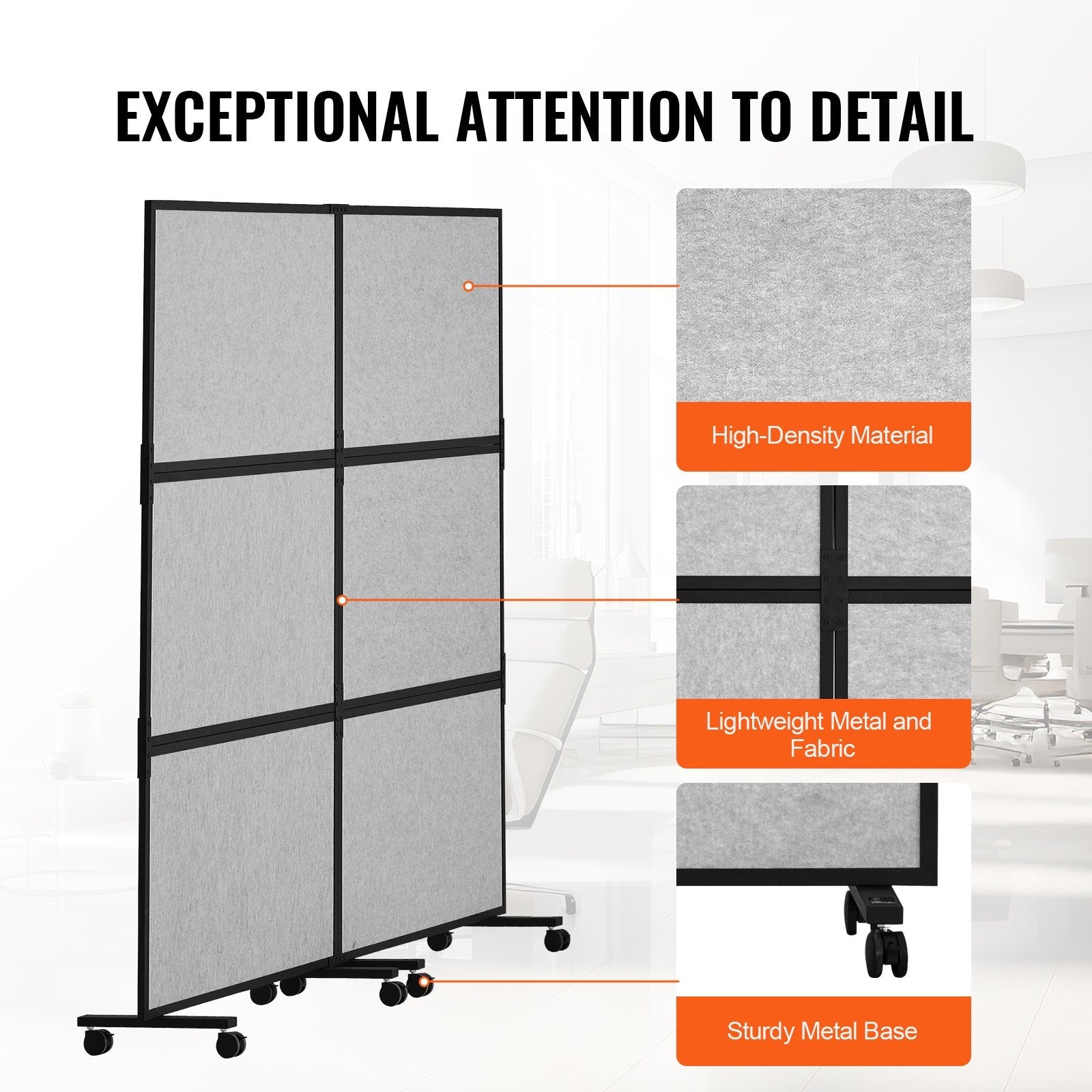 VEVOR Acoustic Room Divider Partition Panel Privacy Screen 2 Pack Light Gray 