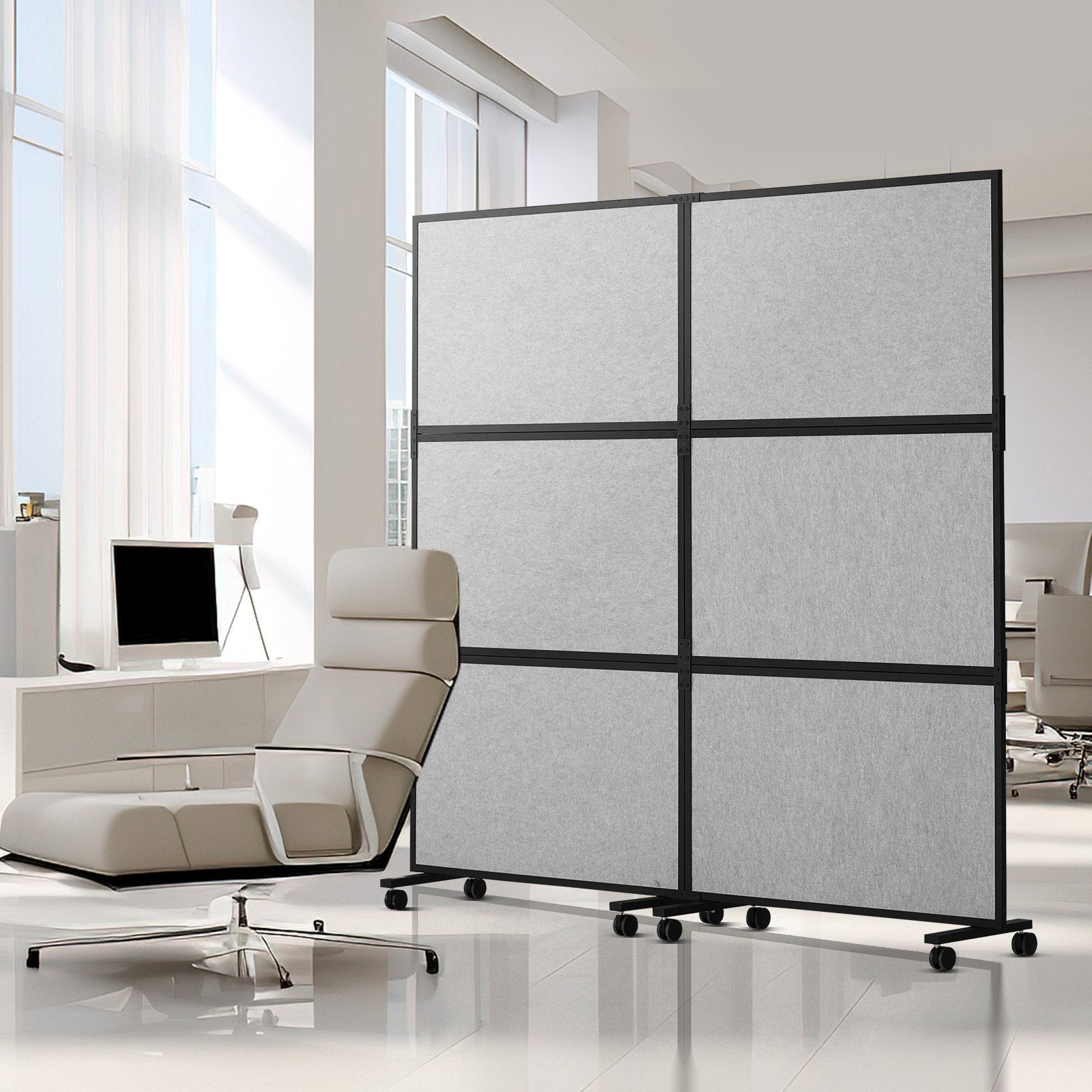 VEVOR Acoustic Room Divider Partition Panel Privacy Screen 2 Pack Light Gray 