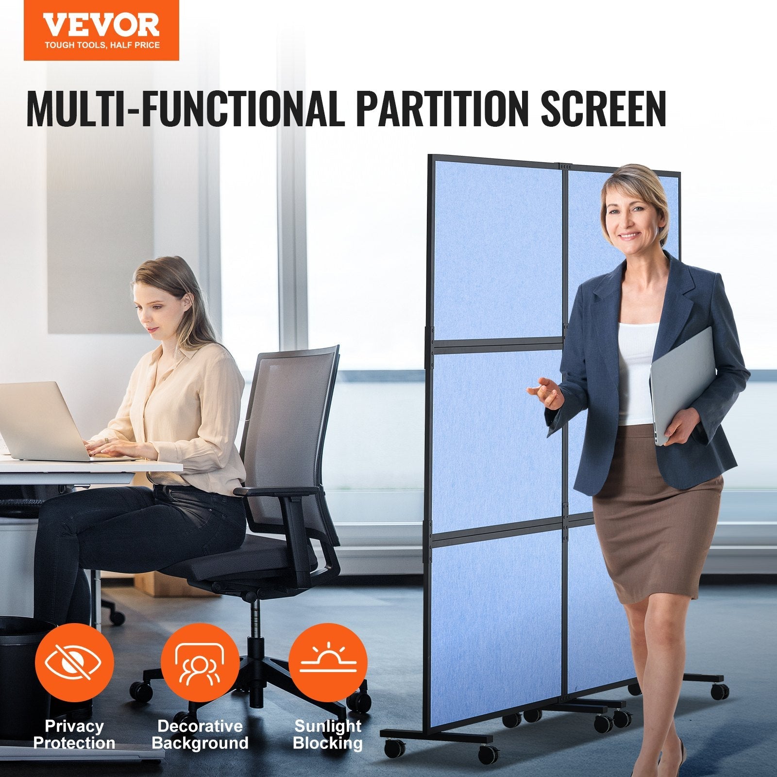 VEVOR Acoustic Room Divider Partition Panel Privacy Screen 2 Pack Indigo Blue 
