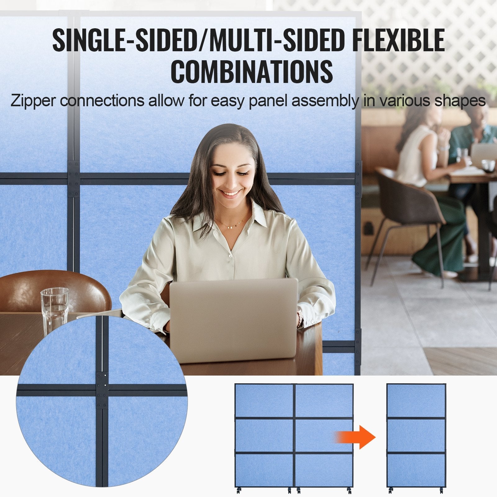 VEVOR Acoustic Room Divider Partition Panel Privacy Screen 2 Pack Indigo Blue 