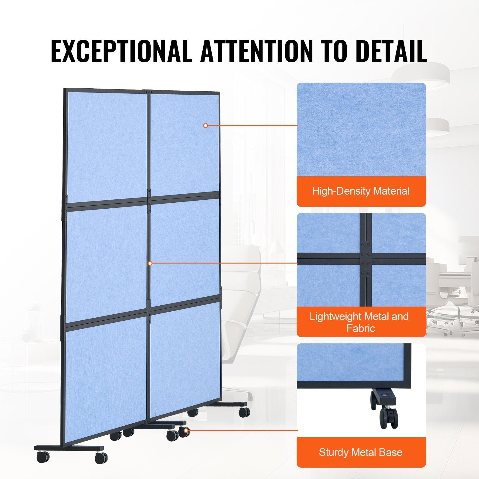 VEVOR Acoustic Room Divider Partition Panel Privacy Screen 2 Pack Indigo Blue 