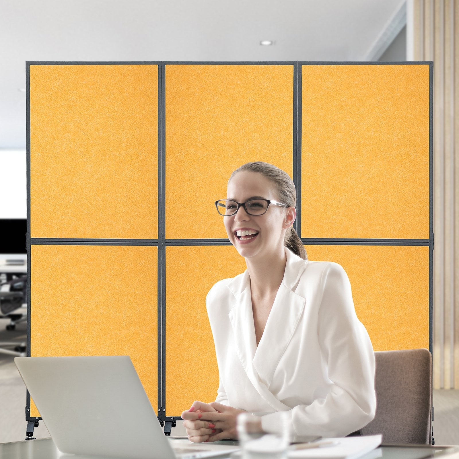 VEVOR Acoustic Room Divider 72"x66" Office Partition Panel 3 Pack Office Divider Wall Orange Color Office Dividers Partition Wall Polyester & 45 Steel Cubicle Wall Reduce Noise and Visual Distractions 