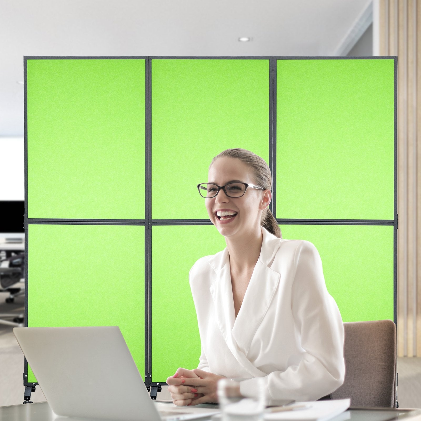 VEVOR Acoustic Room Divider 72\" x 66\" Office Partition Panel 3 Pack Office Divider Wall Tea Green Office Dividers Partition Wall Polyester & 45 Steel Cubicle Wall Reduce Noise and Visual Distractions 