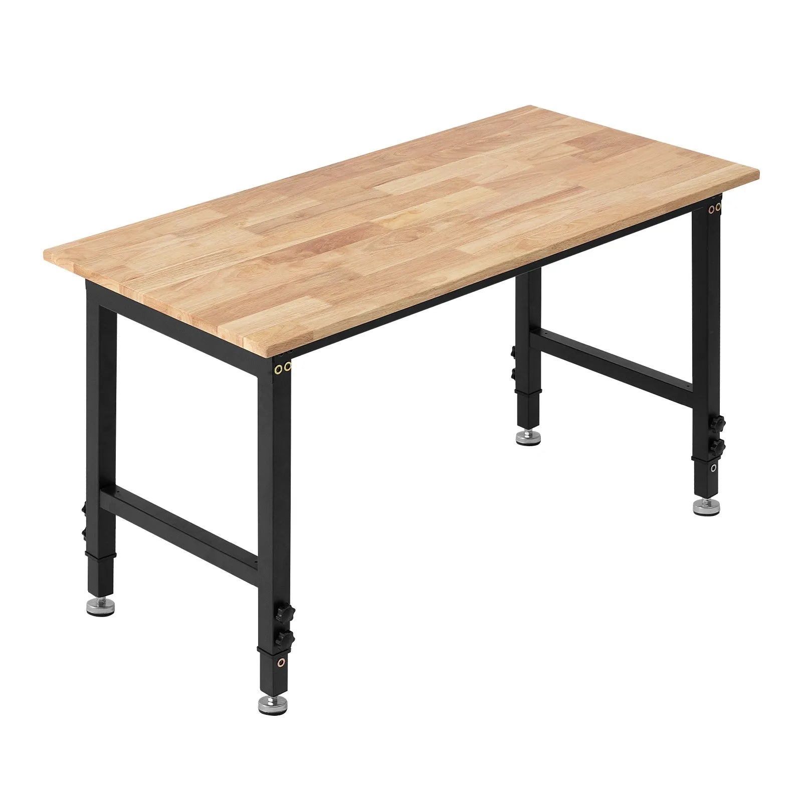 VEVOR Adjustable Workbench, 1500 lbs Capacity, 48 x 24 Inch Oak Wood Top Workbench with 26.3-40.2 Inch Height Adjustment, Heavy-Duty Hardwood Worktable for Garage, Workshop, Home, Office, Commercial 