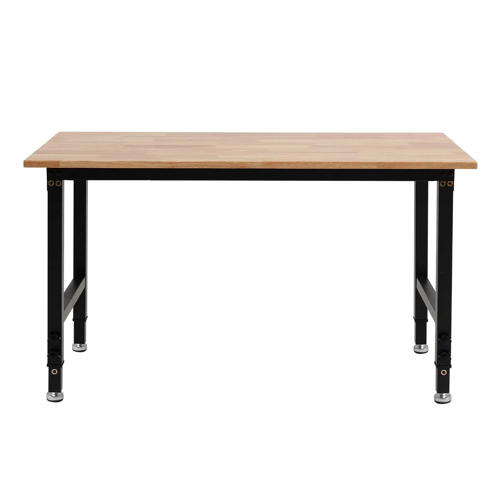 VEVOR Adjustable Workbench, 1500 lbs Capacity, 48 x 24 Inch Oak Wood Top Workbench with 26.3-40.2 Inch Height Adjustment, Heavy-Duty Hardwood Worktable for Garage, Workshop, Home, Office, Commercial 