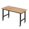 VEVOR Adjustable Workbench on Wheels, 1500 lbs Capacity, 48 x 24 Inch Oak Wood Top Workbench with 28.5-42.3 Inch Height Adjustment, Heavy-Duty Hardwood Worktable for Garage, Workshop, Home, Office