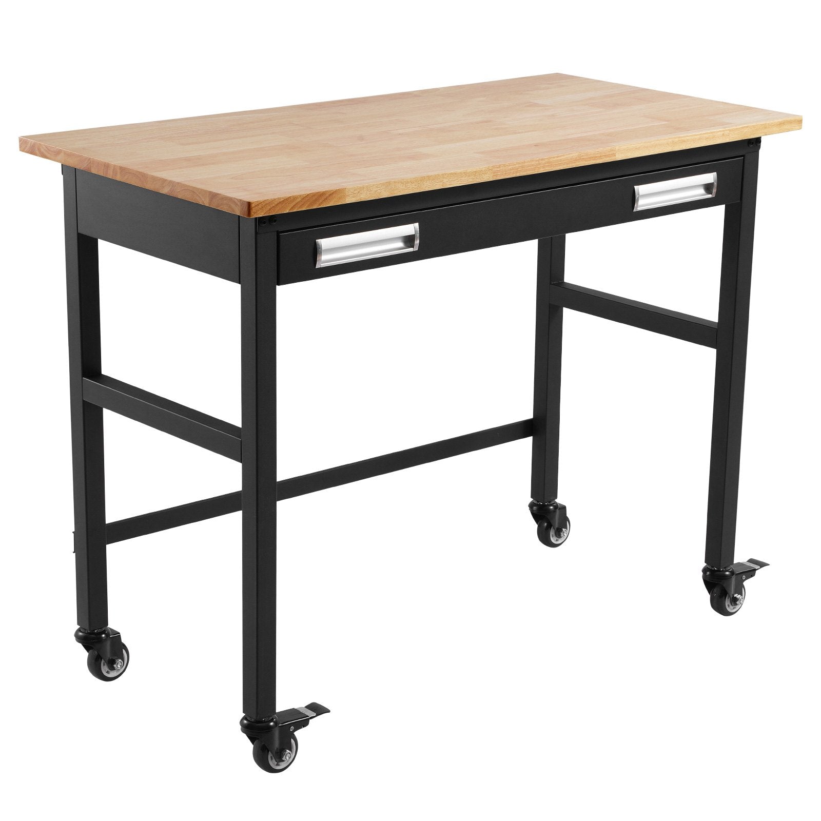 VEVOR 48" Workbench on Wheels Wood Top Work Table with Drawer Organizer 1500 lbs 