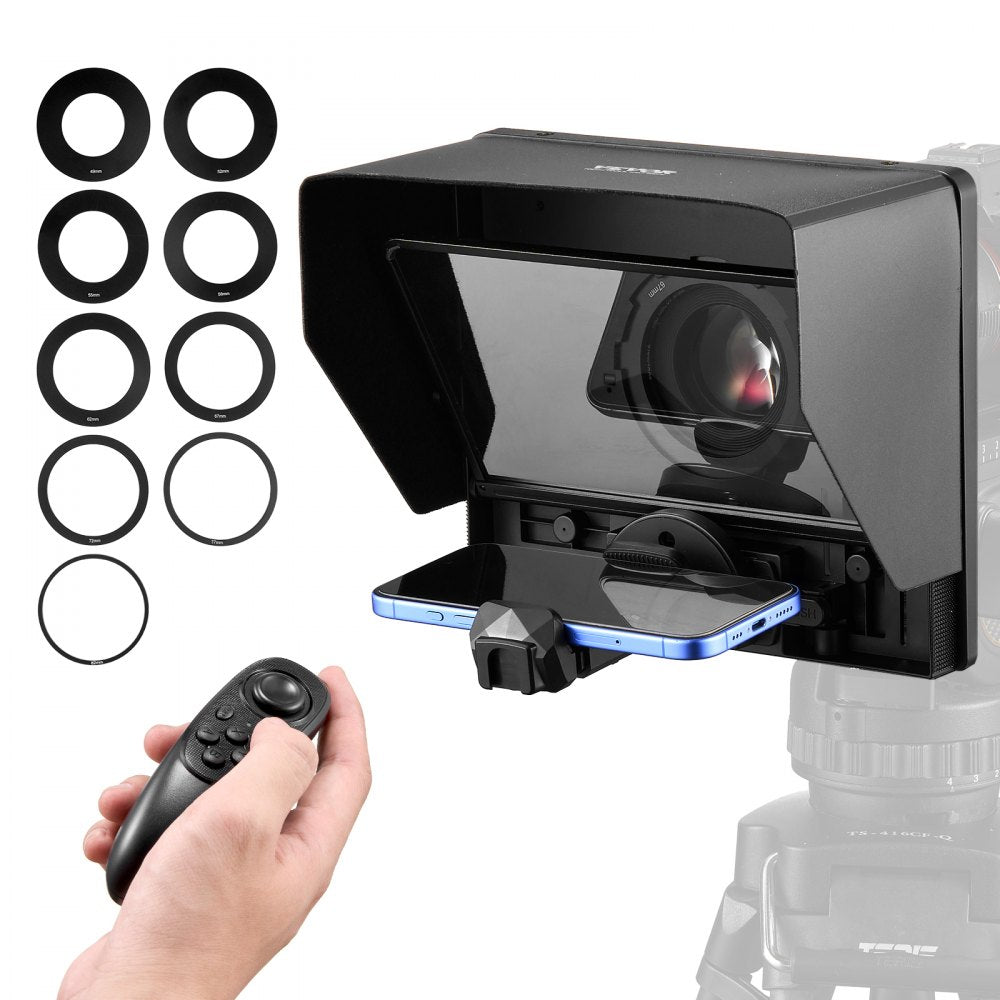 VEVOR 10'' Portable Teleprompter Remote for Webcam Smartphone Live Streaming 