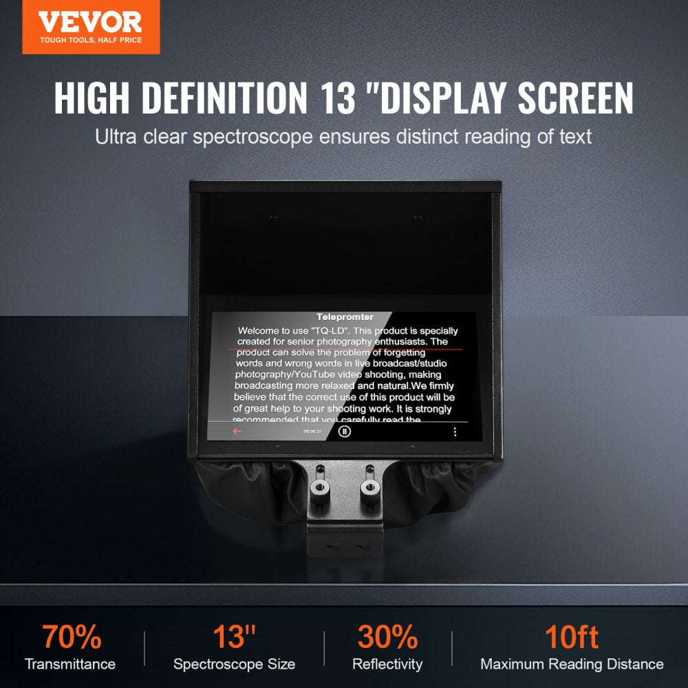 VEVOR 13'' Floor Type Teleprompter Remote for Webcam Smartphone Live Streaming 