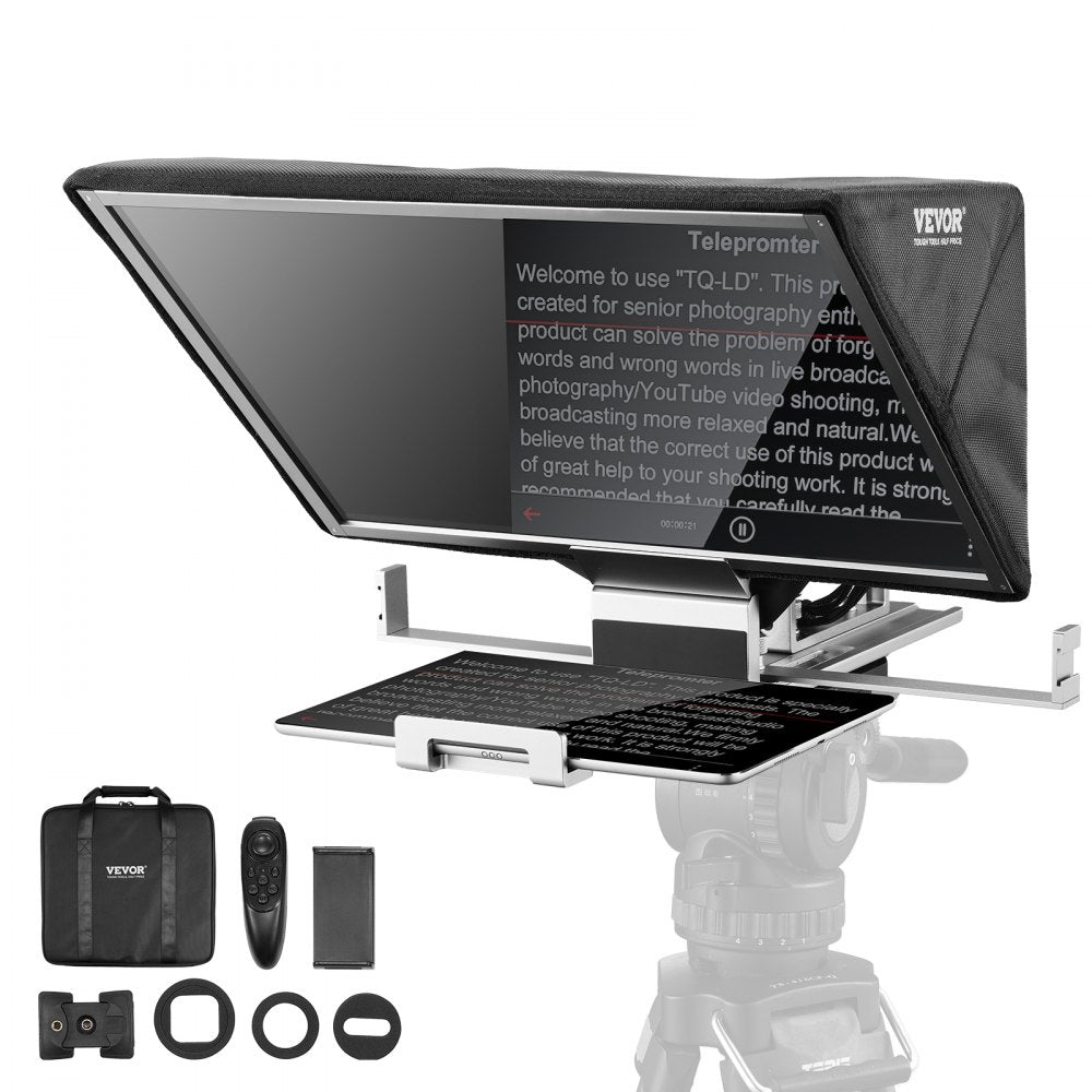 VEVOR 16'' Floor Type Teleprompter Remote for Webcam Smartphone Live Streaming 