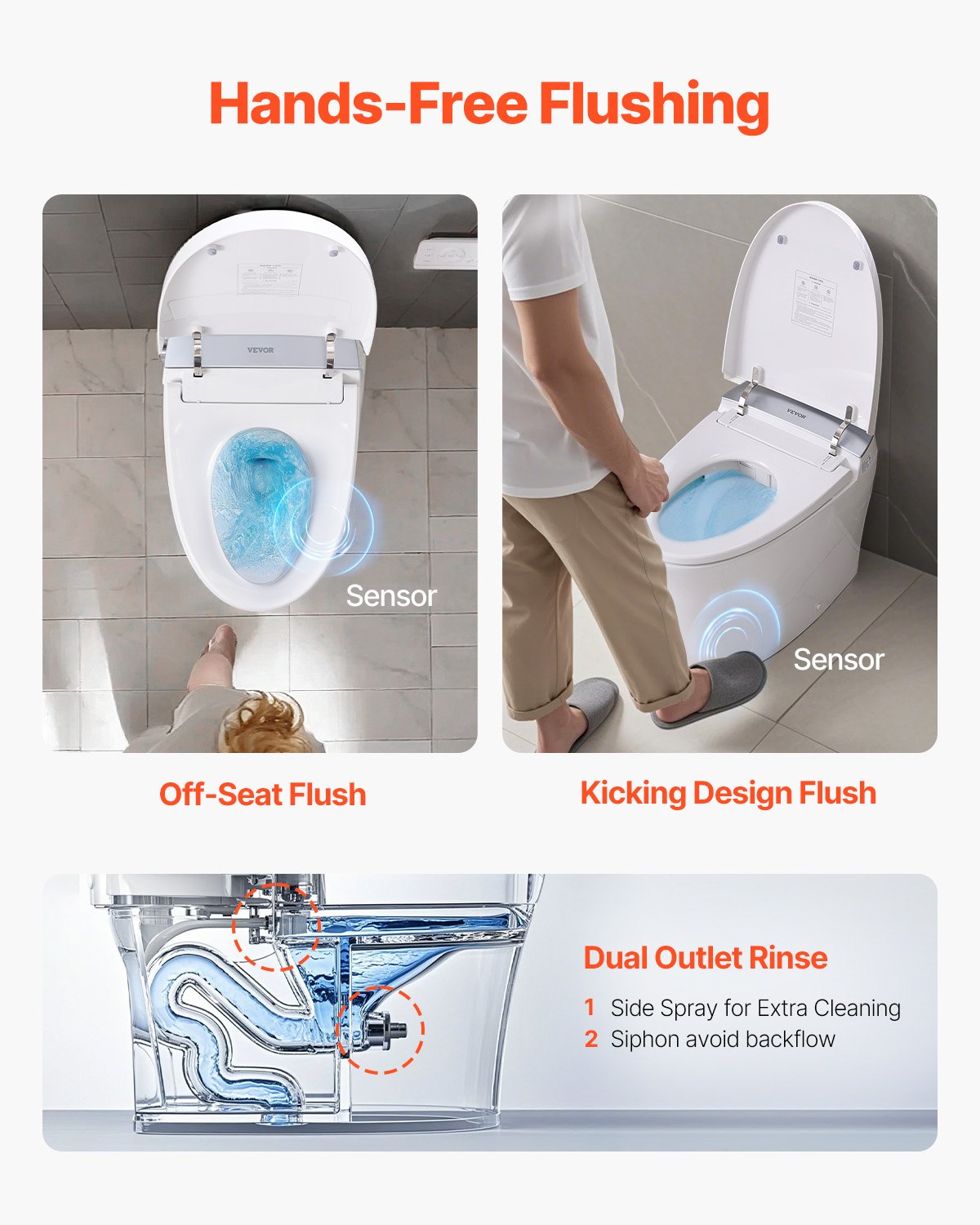 VEVOR Elongated Smart Toilet Auto Freshening Toilet with Heated Toilet Seat 