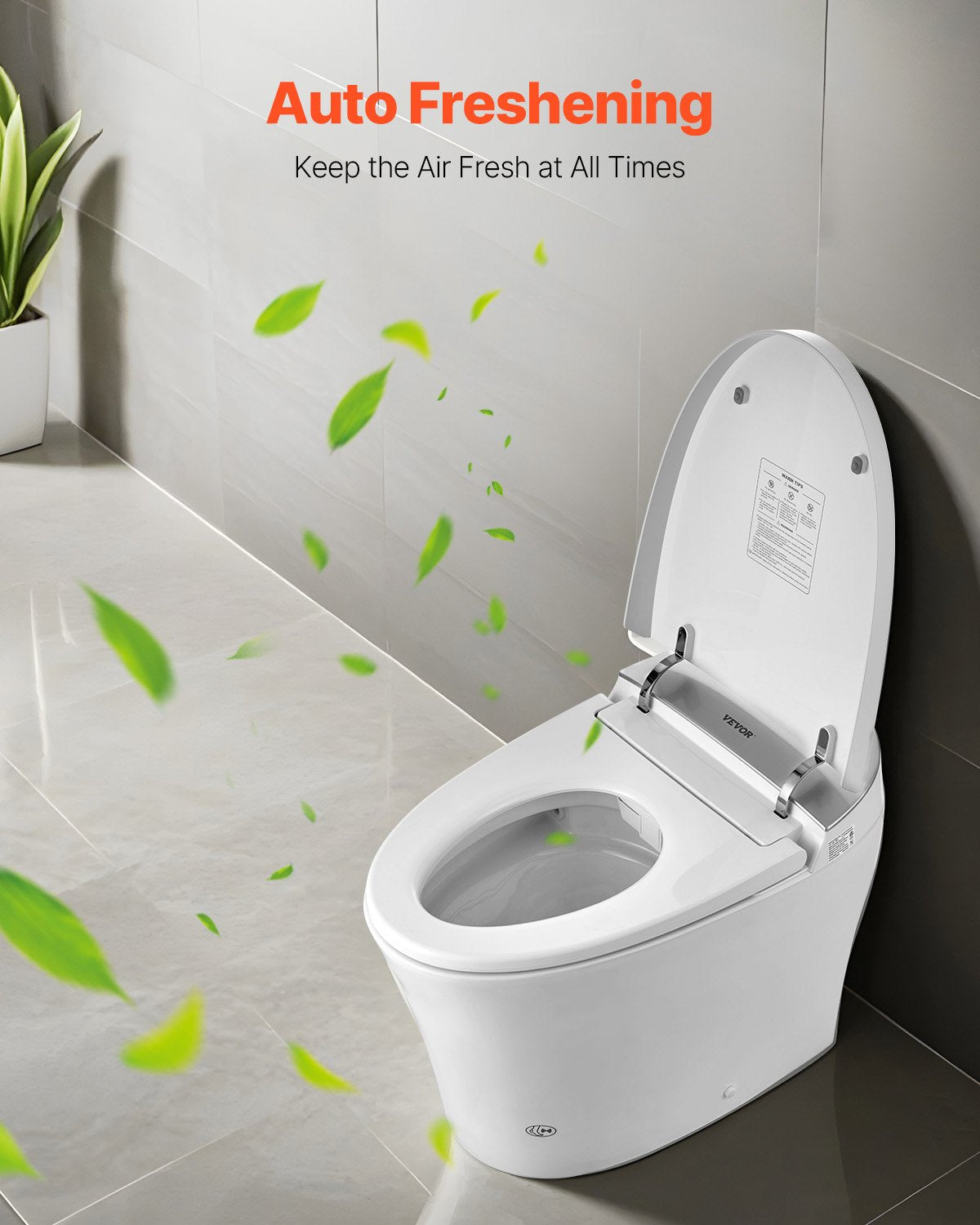 VEVOR Elongated Smart Toilet Auto Freshening Toilet with Heated Toilet Seat 