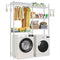 5-Tier Over Washer and Dryer Storage Shelf with Hanging Rod, Hooks & Adjustable Shelves, White