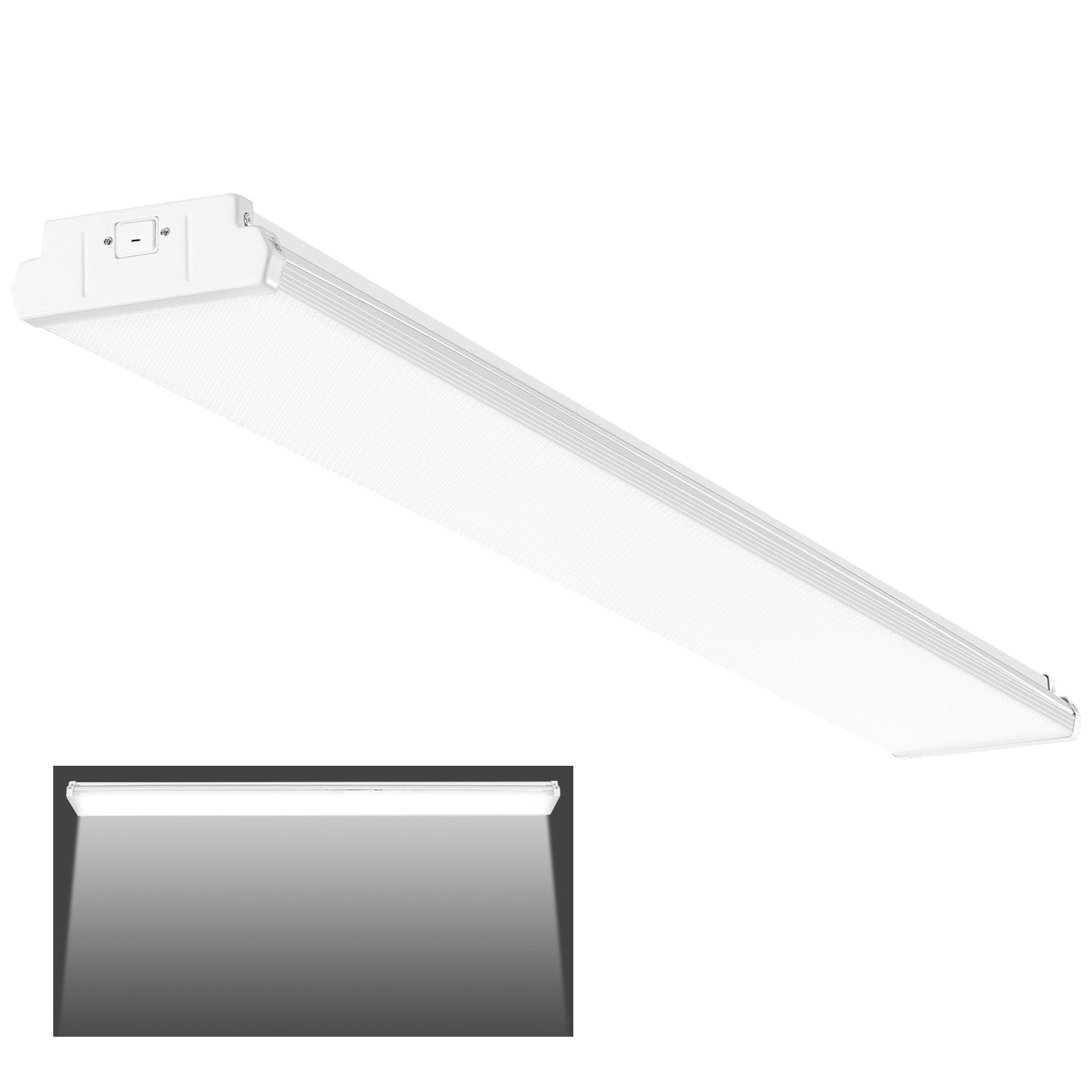 VEVOR 4FT LED Wraparound Light, 40W, 4500LM Flush Mount LED Shop Light, 6500K Daylight LED Kitchen Ceiling Lighting Fixtures, for Garage Office Laundry Craft Room Fluorescent Tube Replacement, FCC 