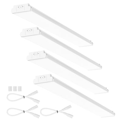 VEVOR 4FT LED Wraparound Light, 50W, 5500LM Flush Mount LED Shop Light, 4 Pack 6500K Daylight LED Kitchen Ceiling Lighting Fixtures, for Garage Office Laundry Fluorescent Tube Replacement, FCC 