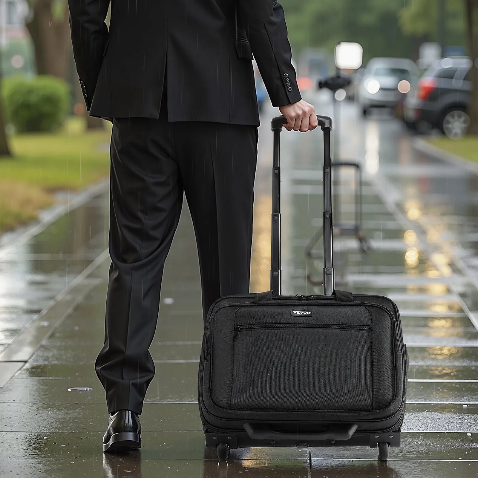 VEVOR Rolling Laptop Bag 15.6 Inch Wheeled Computer Bag for Women & Men Black