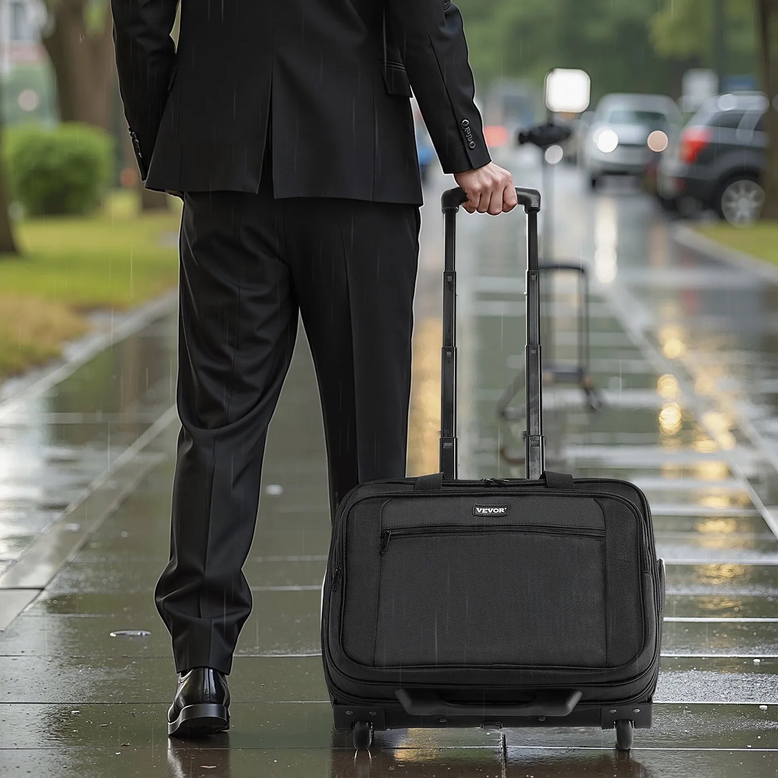VEVOR Rolling Laptop Bag 17.3 Inch Wheeled Computer Bag for Women & Men Black