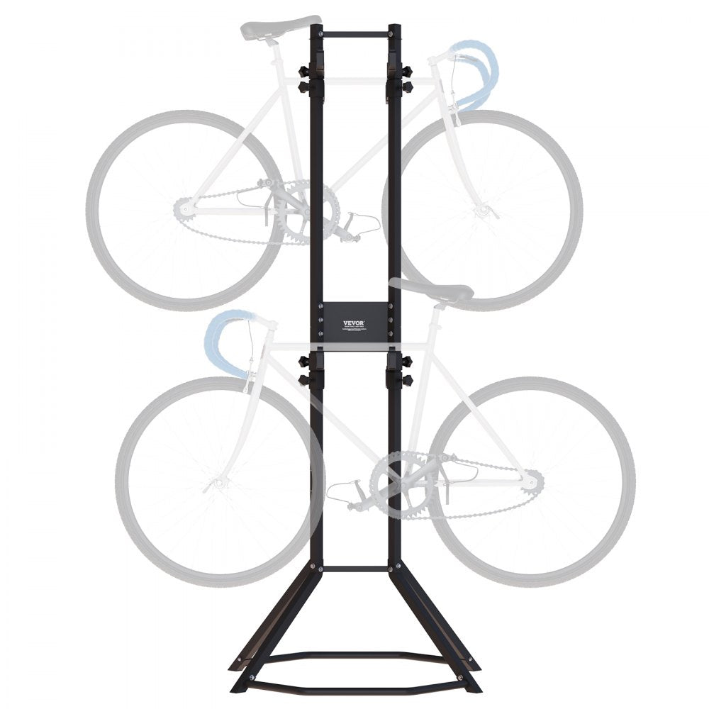 VEVOR 4 Bike Storage Rack, Free Standing Gravity Wall Vertical Bike Rack, Fully Adjustable Bike Rack Garage, Sturdy Steel & Easy Assemble, for Garage, Living Room, Shed, Holds Up to 260 lbs Black 