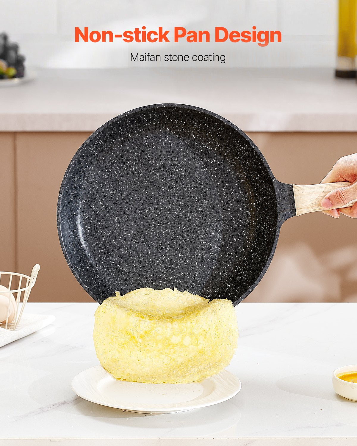 VEVOR 19 Piece Pots and Pans Set Granite Nonstick Kitchen Cookware Black 