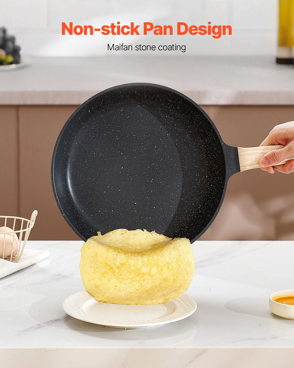 VEVOR 17 Piece Pots and Pans Set Granite Nonstick Kitchen Cookware Black 