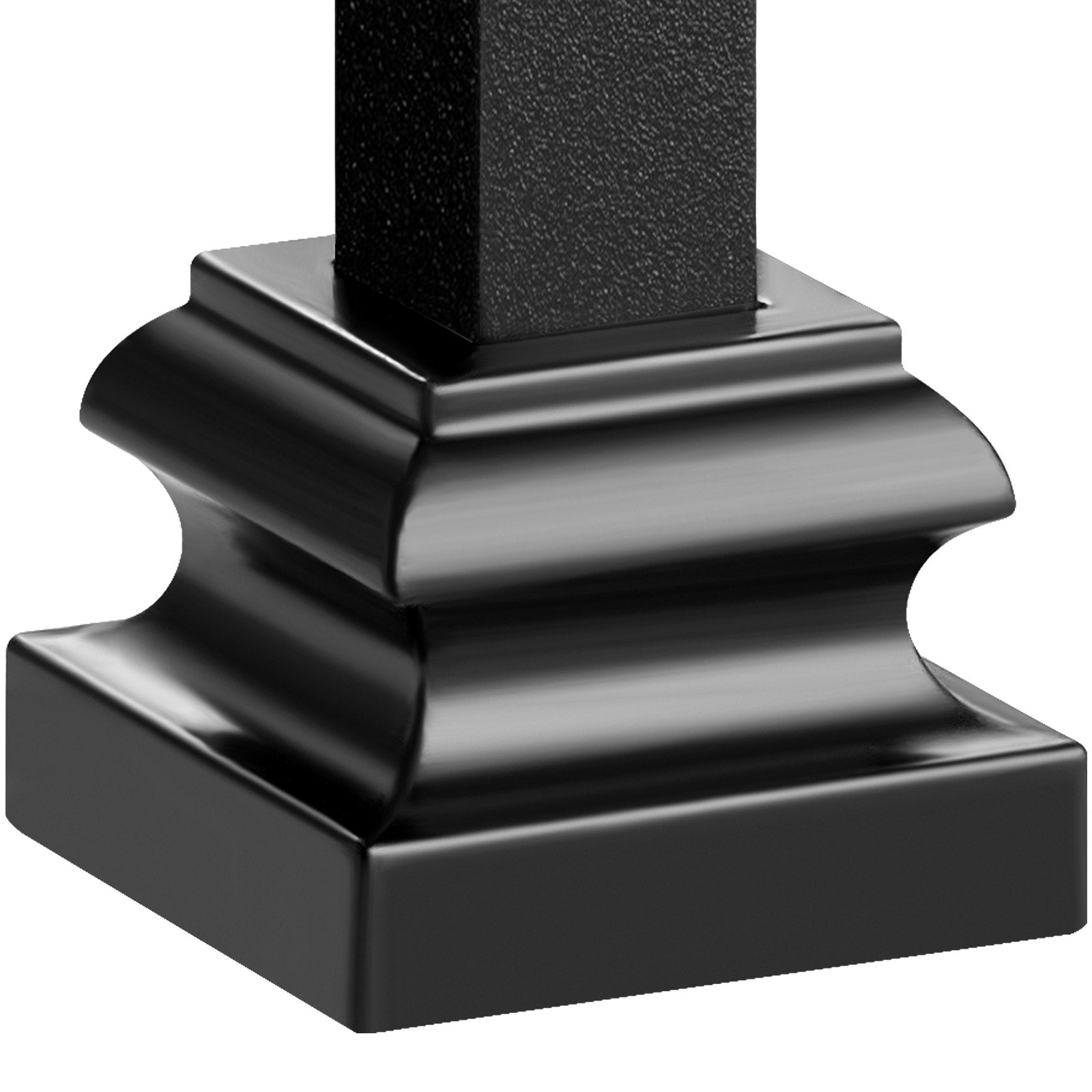 VEVOR Aluminum Alloy Baluster Shoes Stair Flat Shoe with Screw Holes for 1/2 Inch Square Scroll Basket Twist Knuckle Staircase Balusters Metal Spindle Railing, Satin Black (50 Pcs) 