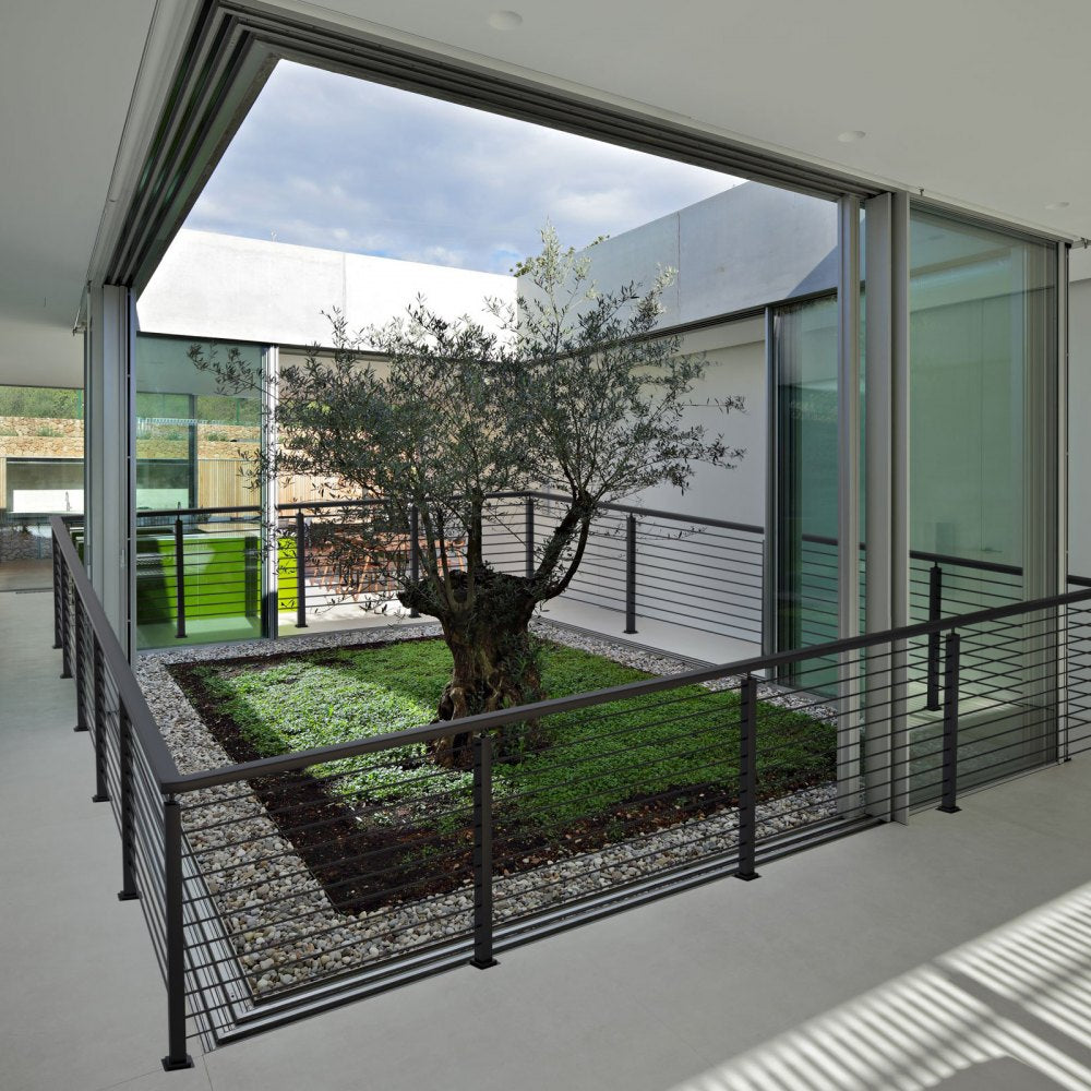 VEVOR Cable Railing Post 42x1x2in Horizontal Hole Deck Railing Post Black 1-Pack 