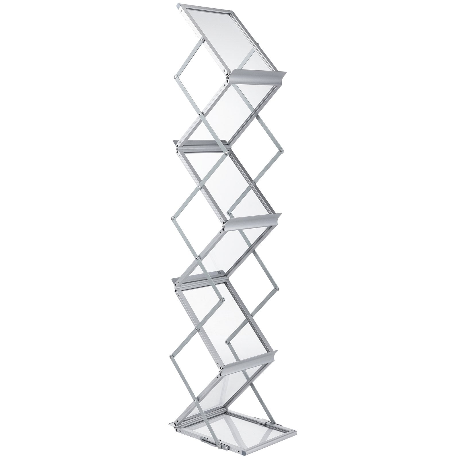 VEVOR Literature Rack, 6 Pockets, Pop up Aluminum Magazine Rack, Lightweight Catalog Holder Stand w/ Carrying Bag for Hotel, Trade Show, Exhibition, Office, Retail Store 