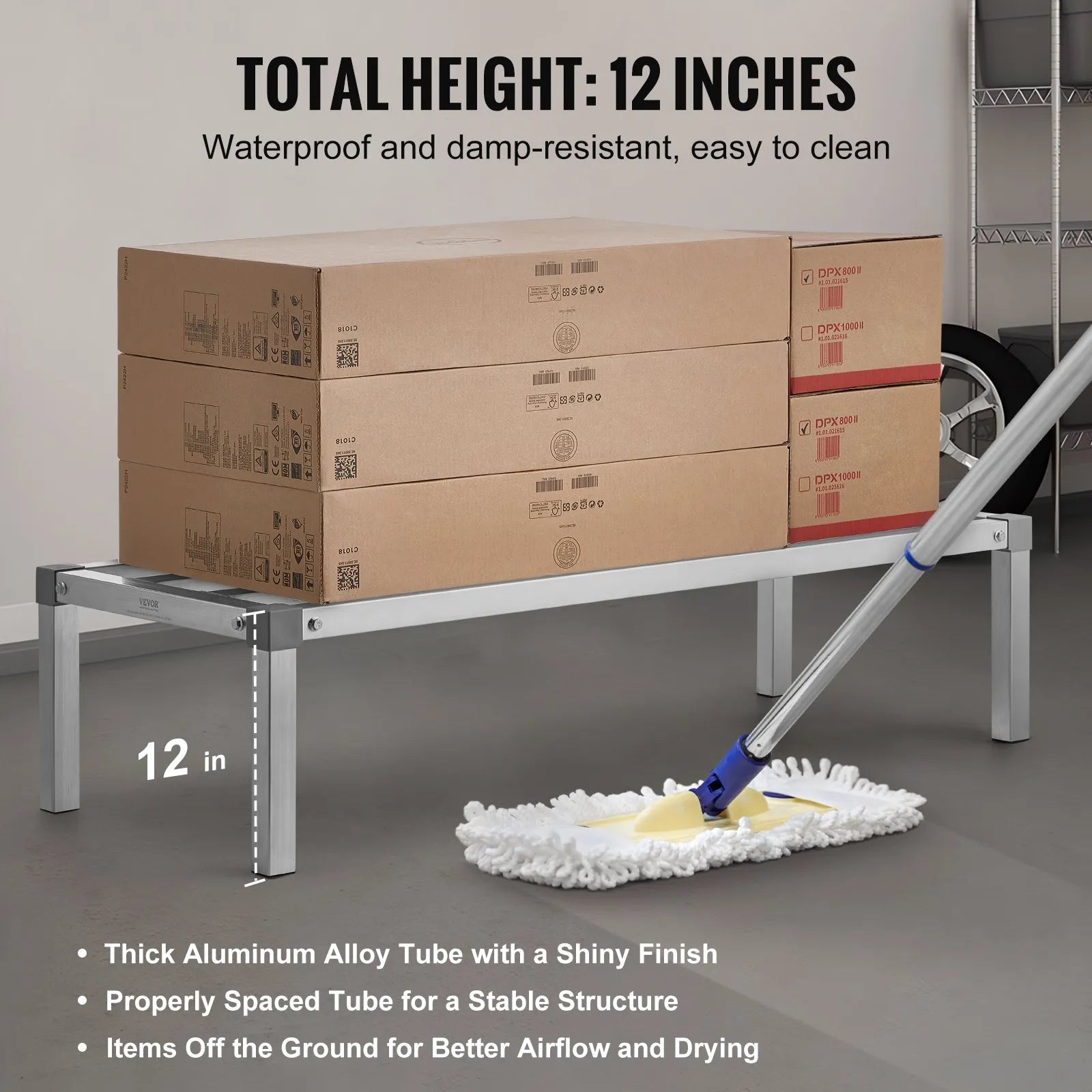 VEVOR Aluminum Dunnage Rack Stationary Dunnage Rack 48” x 20” x 12” Storage Rack