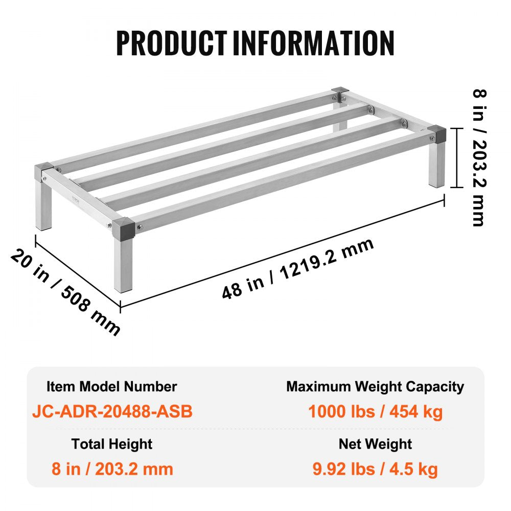 VEVOR Aluminum Dunnage Rack Stationary Dunnage Rack 48” x 20” x 8” Storage Rack 