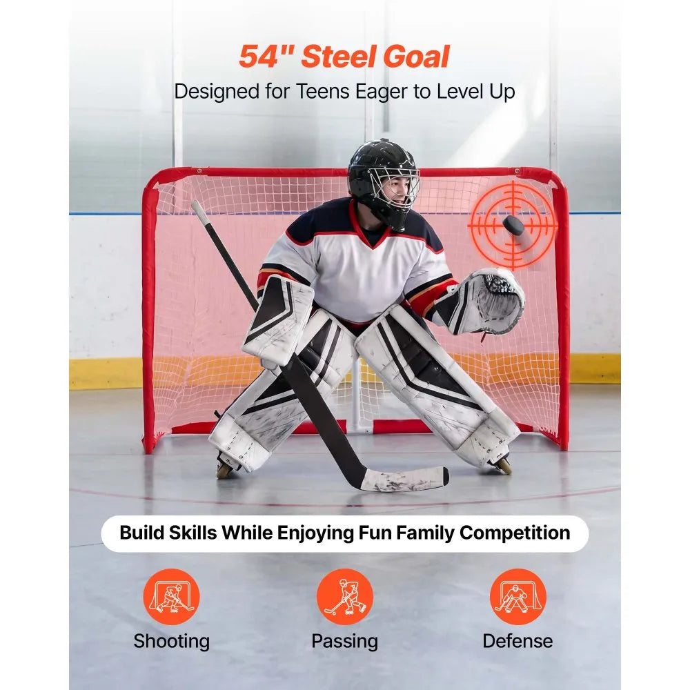 56" x 44.5" Street Hockey Goal with Heavy-Duty Steel Frame & 5-Ply Net