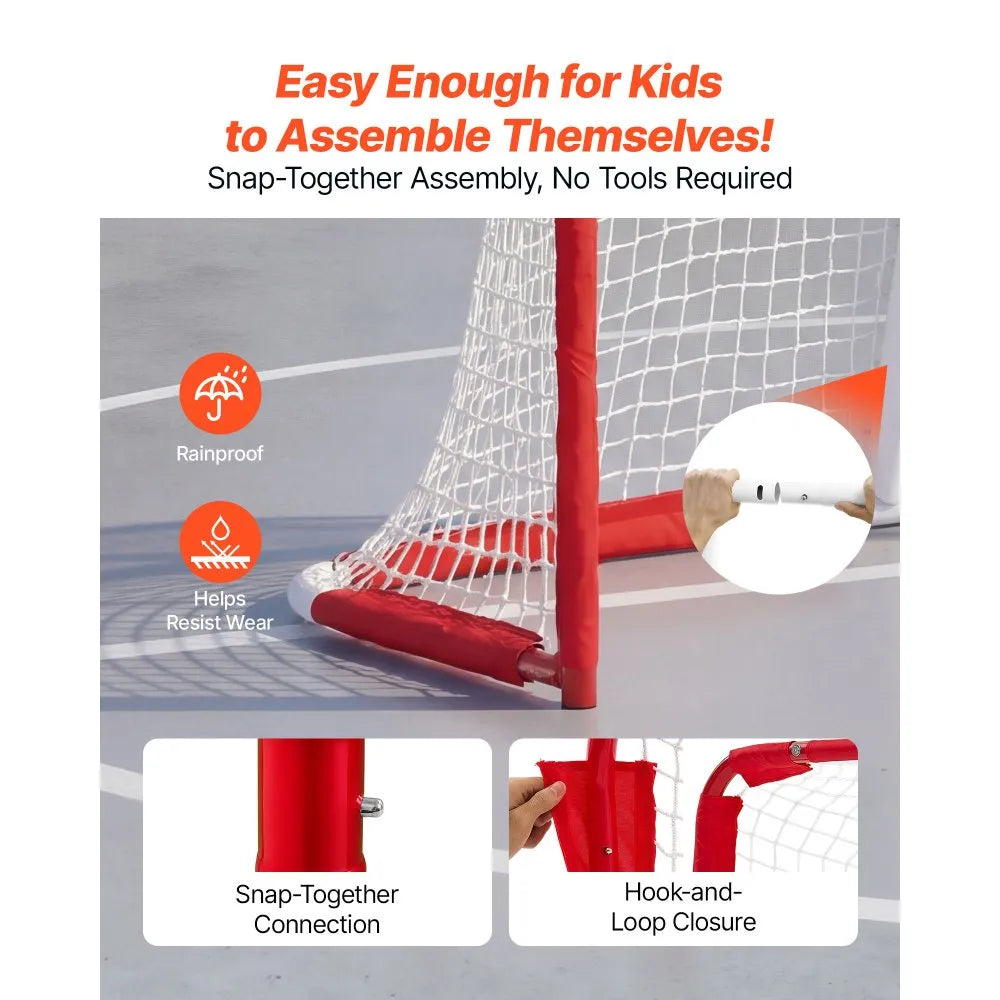56" x 44.5" Street Hockey Goal with Heavy-Duty Steel Frame & 5-Ply Net