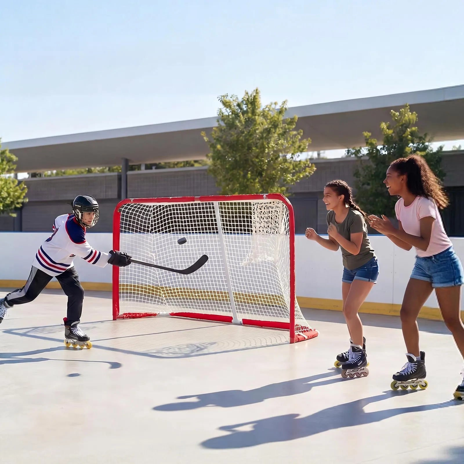 56" x 44.5" Street Hockey Goal with Heavy-Duty Steel Frame & 5-Ply Net