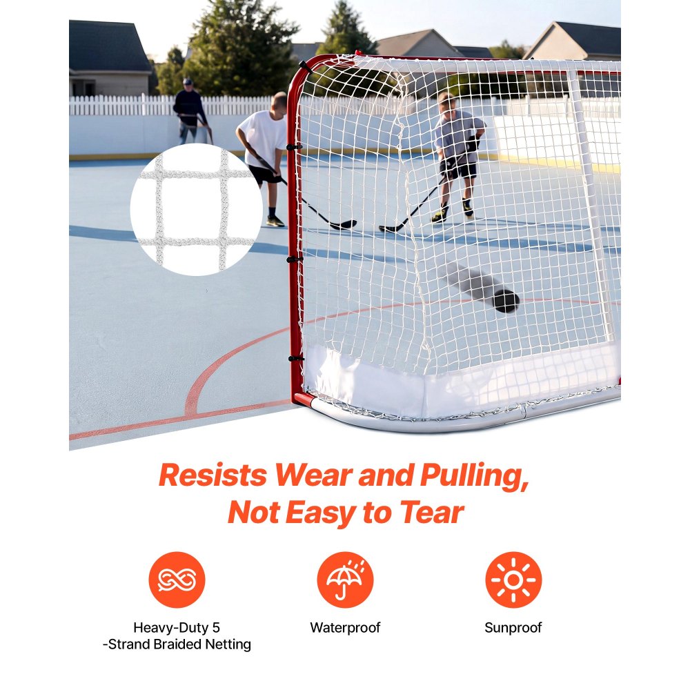72" x 48" Street Hockey Goal with Heavy-Duty Steel Frame & 5-Ply Net