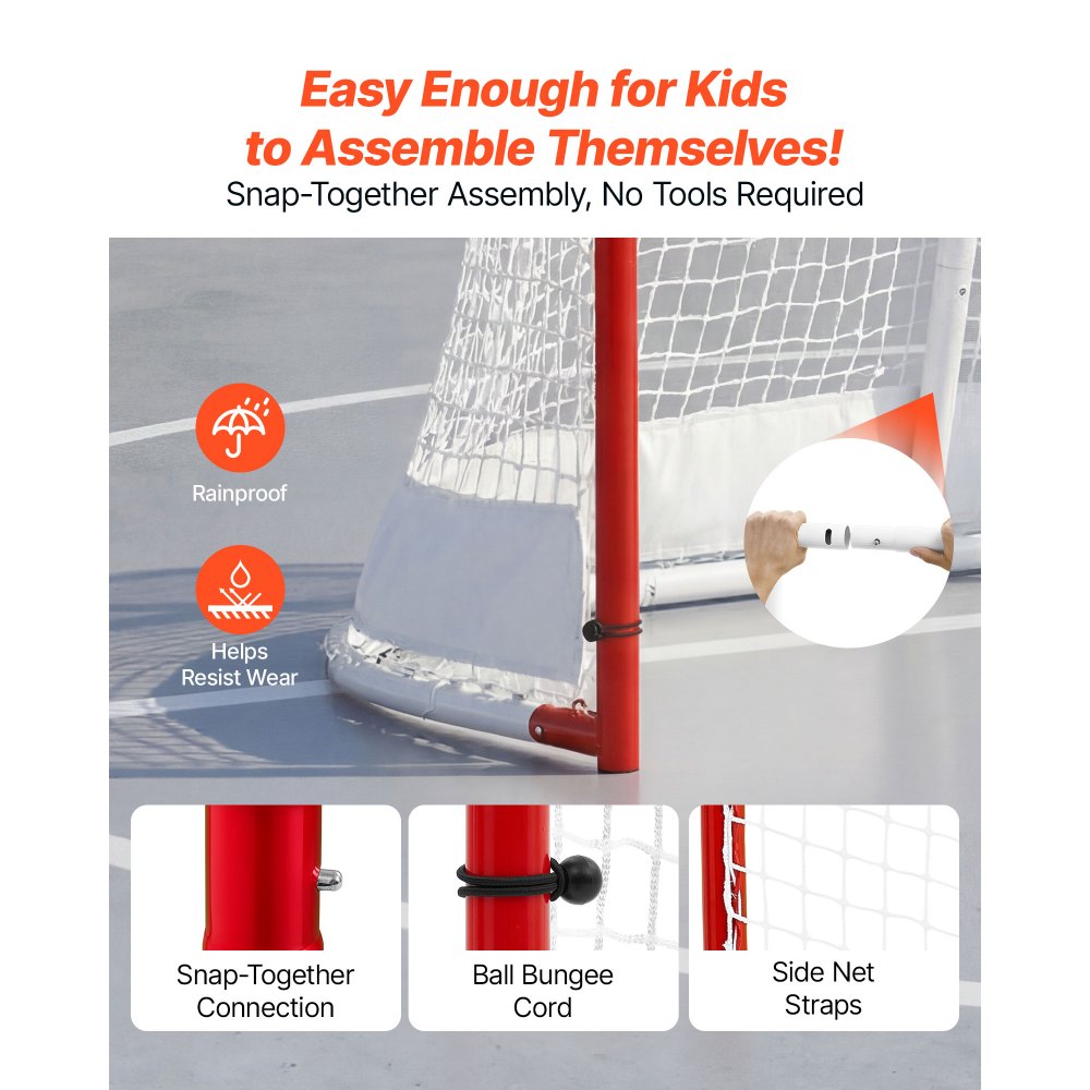 72" x 48" Street Hockey Goal with Heavy-Duty Steel Frame & 5-Ply Net