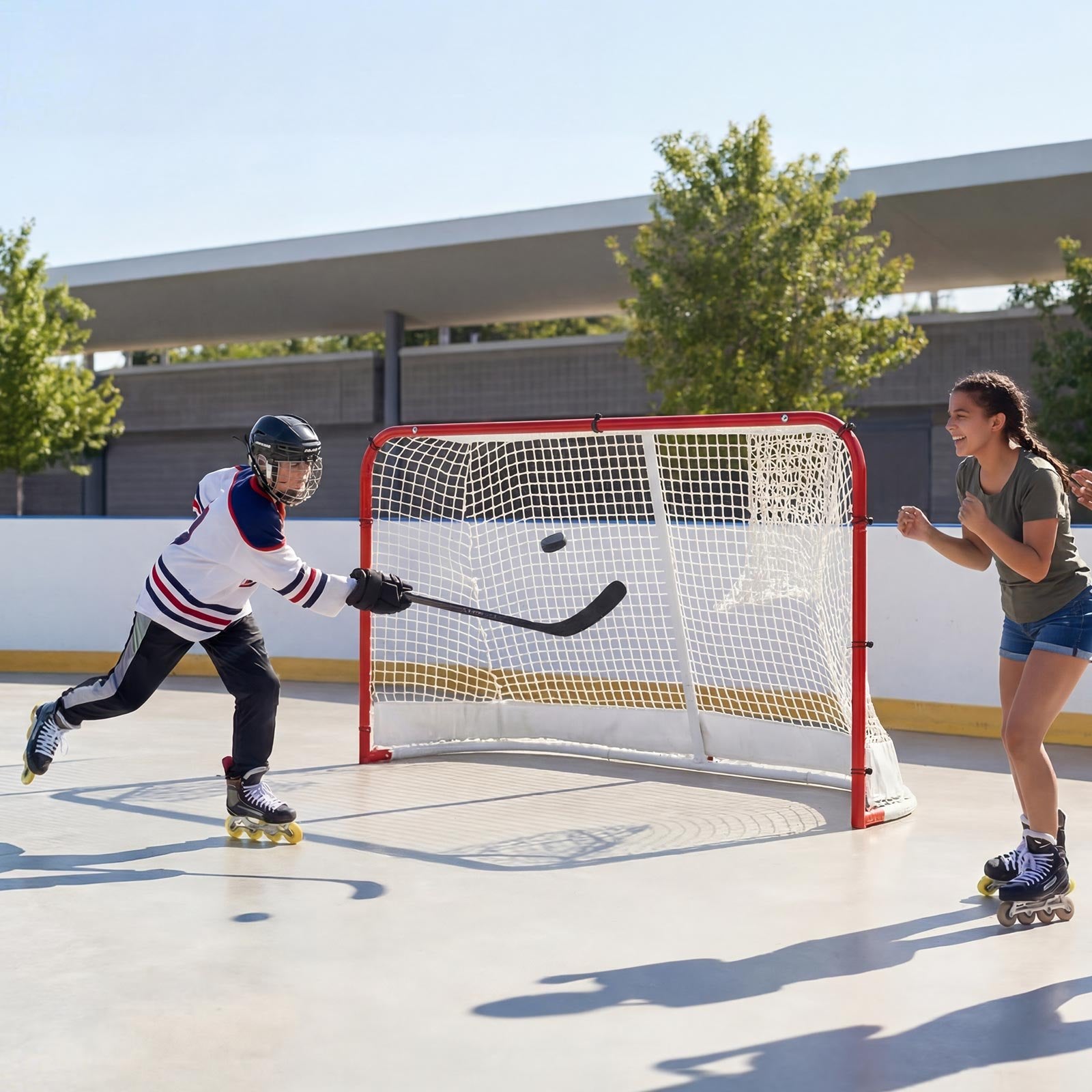 72" x 48" Street Hockey Goal with Heavy-Duty Steel Frame & 5-Ply Net